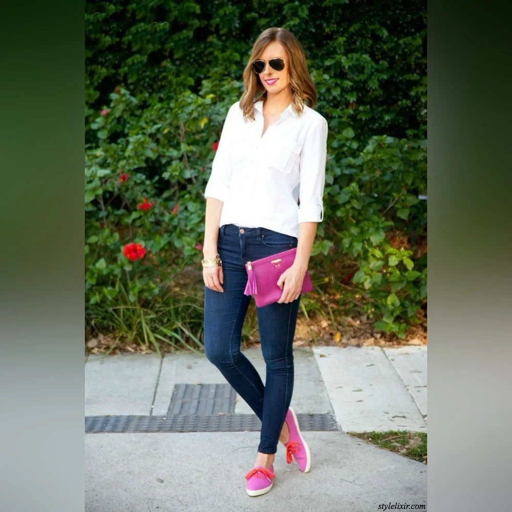 Keds x Kate Spade New York Champion sneakers in hot pink canvas with coral laces
